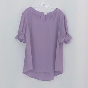 Cato Lavender Short Sleeve Blouse